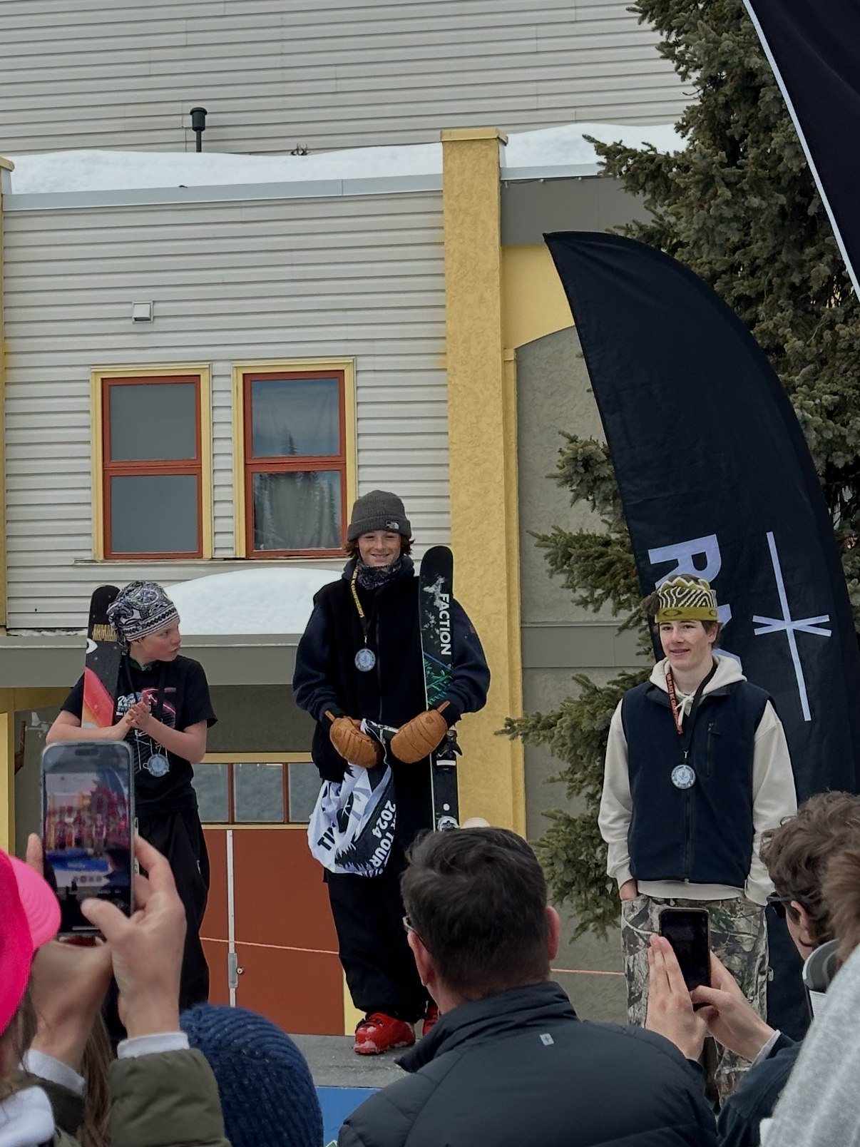 Byron Lambert on the top step of the big air podium at SilverStar