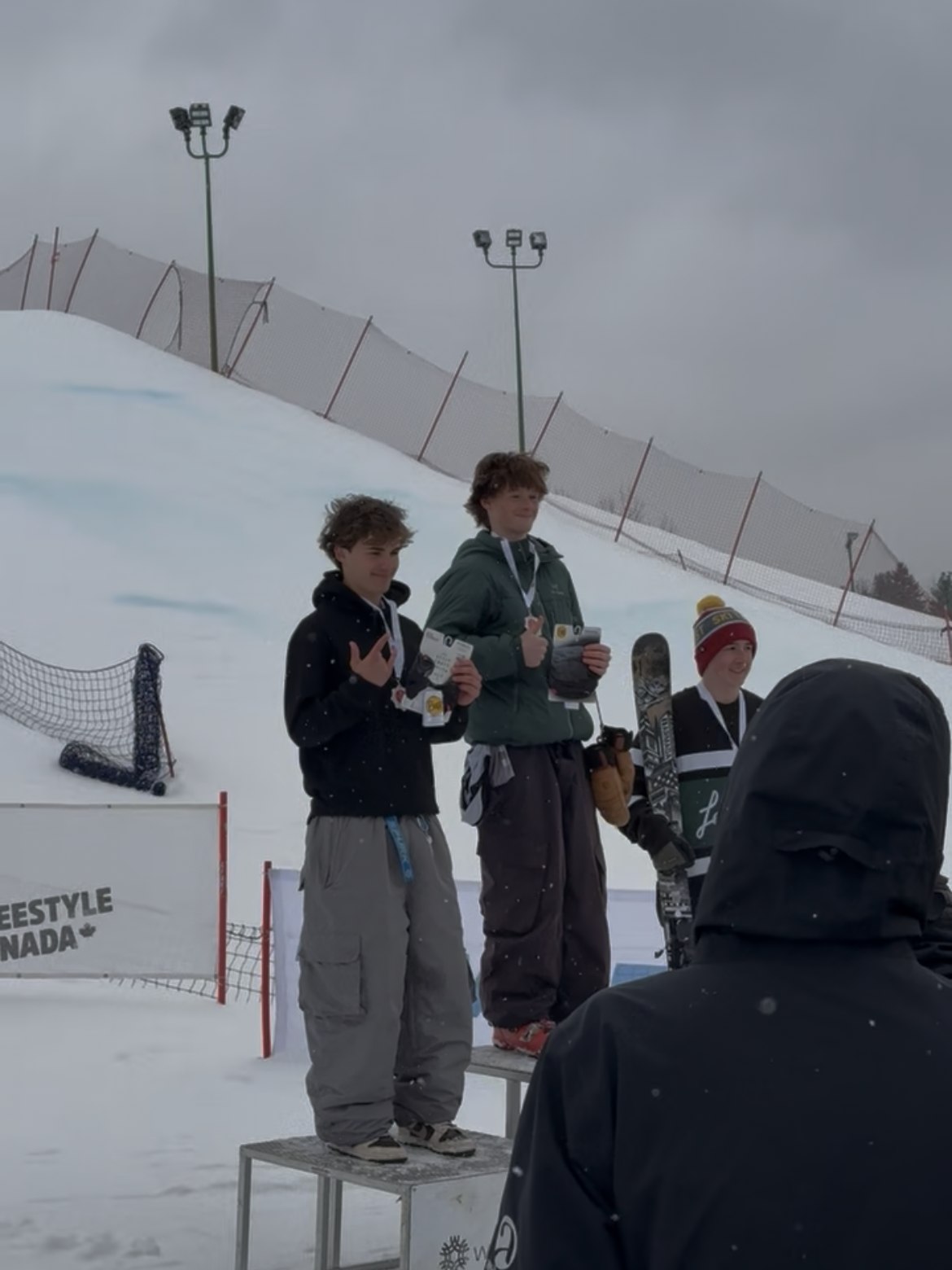 Byron Lambert on the top step of the slopestyle podium in Calgary